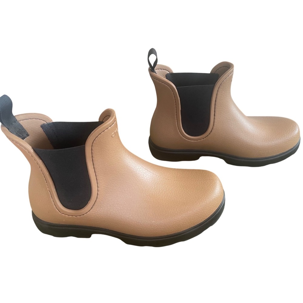 Crocs Freesail Chelsea Boots Womens 8 Tan Brown Waterproof Rain Ankle Boots